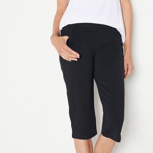 Susan Graver Weekend Premium Stretch Pull-On Pedal Pusher- Black (sz 5X) A397795